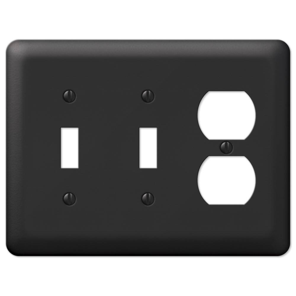 AMERELLE Declan 3 Gang 2-Toggle and 1-Duplex Steel Wall Plate - Black 935TTDBK