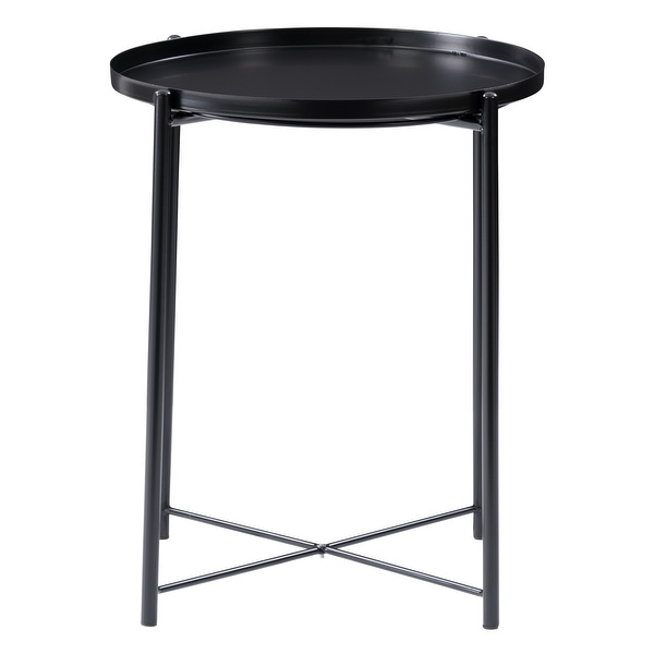 CorLiving Ayla Black Metal End Table With Removable Tray