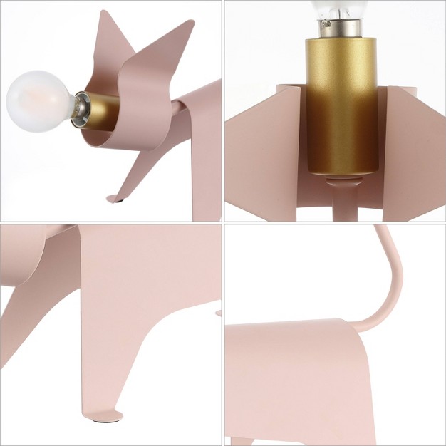 Penelope Modern Industrial Iron Feline Kids x27 Lamp includes Led Light Bulb Pink Jonathan Y