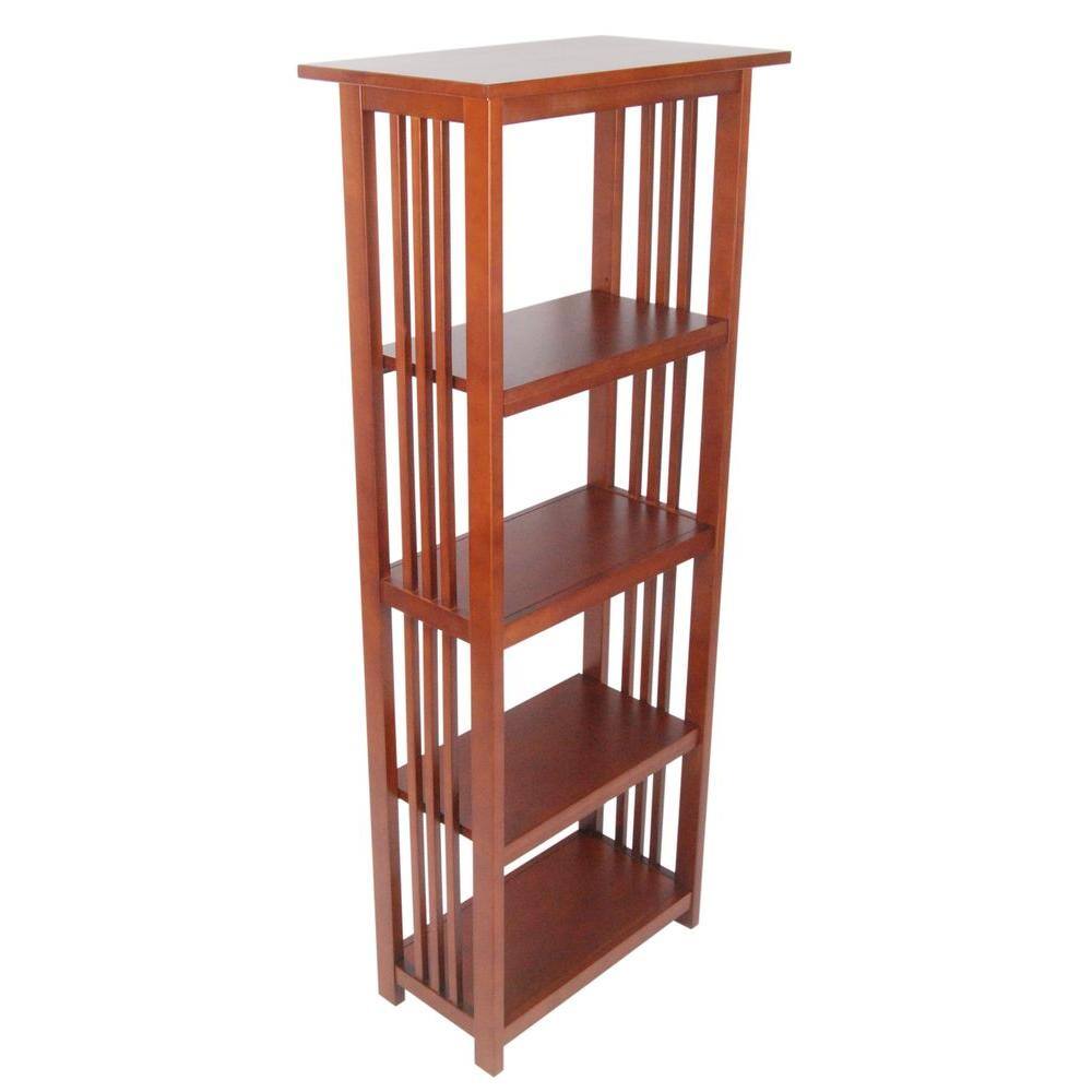 Alaterre Furniture 60 in. Cherry Wood 4-shelf Etagere Bookcase with Open Back AMIA0860