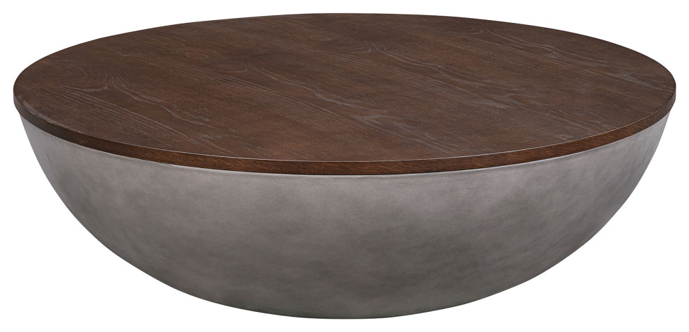 Armen Living Melody Concrete/Brown Brushed Oak Coffee Table LCMFCOCCBR   Transitional   Coffee Tables   by HedgeApple  Houzz