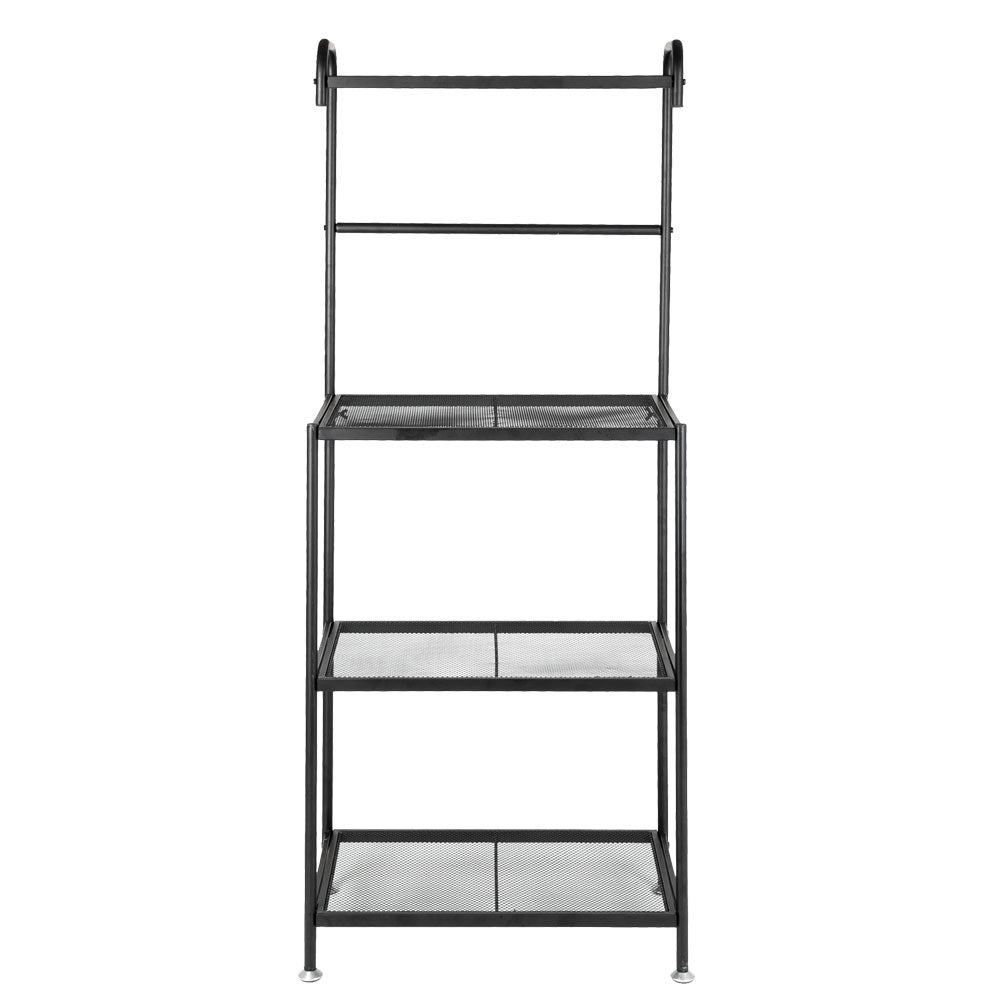 Kshioe 4-Layer Modern Design Black Kitchen Steel Shelf with Microwave Stand Storage Rack