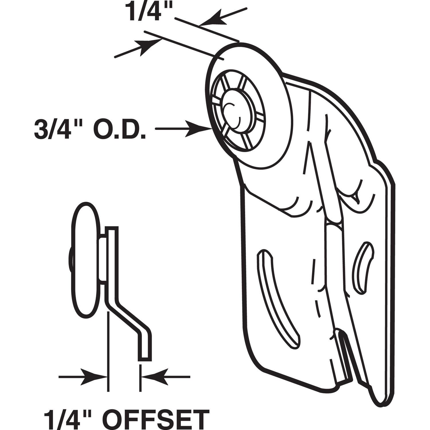 Prime-Line 3/4 in. D X 1/4 in. L Mill Nylon/Steel Roller Assembly 2 pk