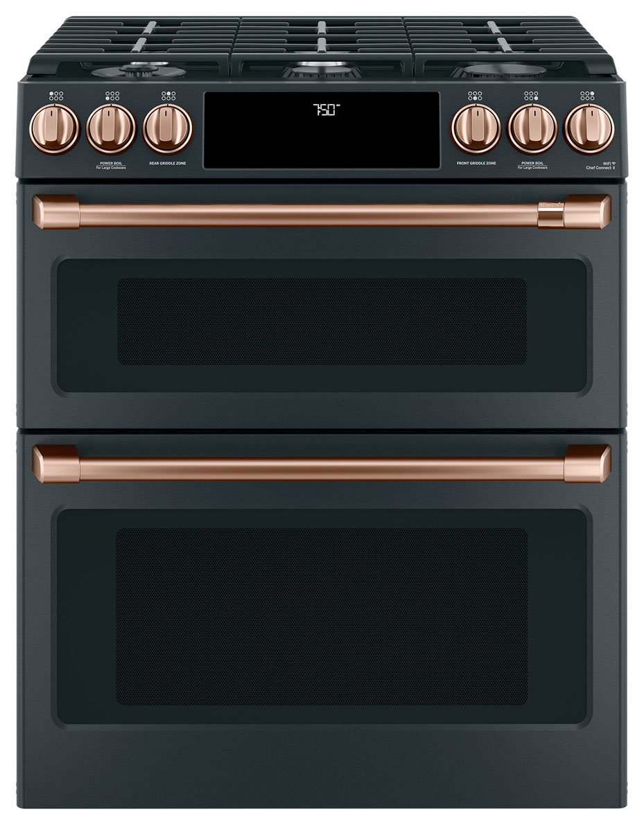 Cafe Brushed Copper Front Control Gas Knobs And Handles