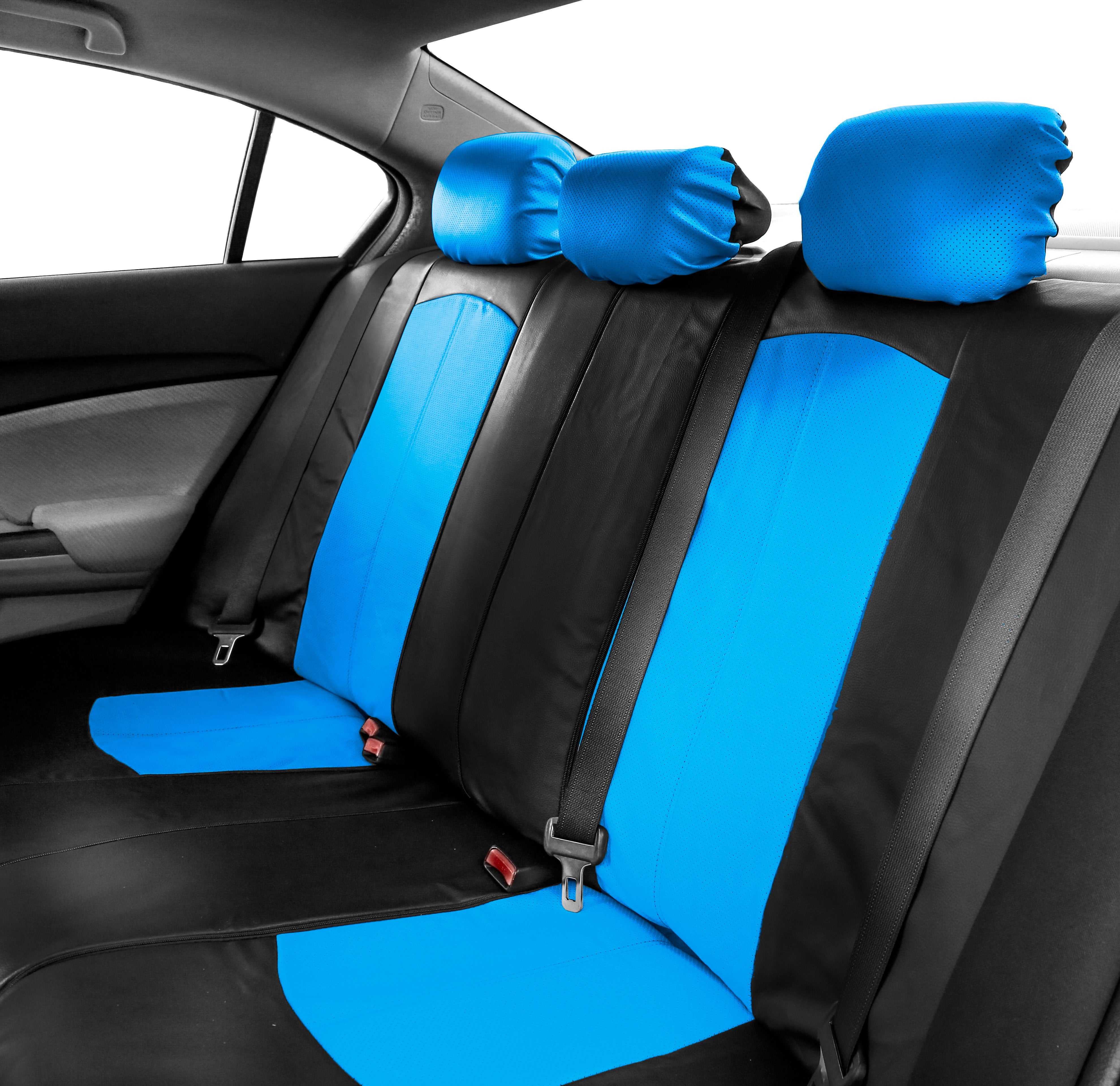 FH Group， Perforated Leather Seat Covers for Auto Car Sedan SUV， Full Set with Leather Steering Wheel Cover， 8 Colors