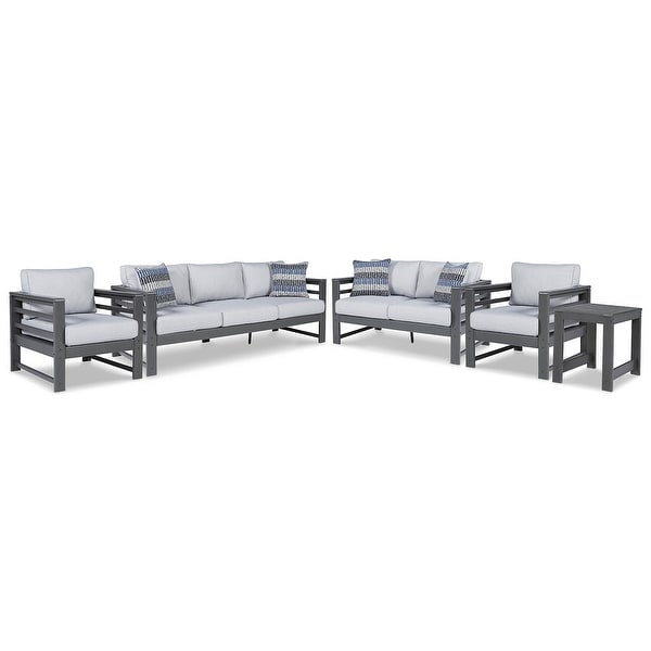 Signature Design by Ashley Amora Charcoal Gray 5Piece Outdoor Seating Package