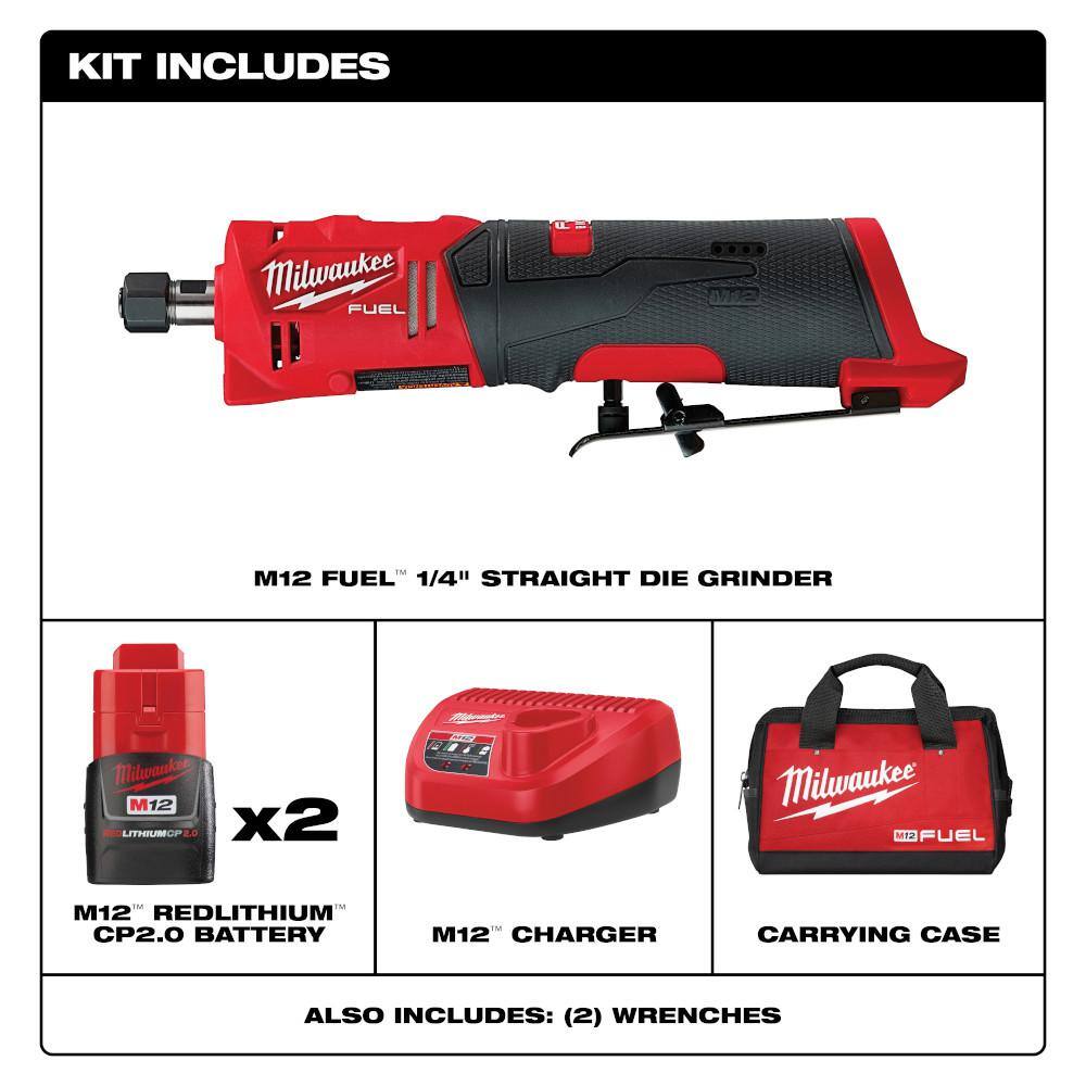 MW M12 FUEL 12V Lithium-Ion Brushless Cordless 14 in. Straight Die Grinder Kit wM12 Soldering Iron 2486-22-2488-20