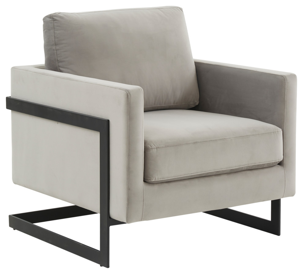 LeisureMod Lincoln Modern Velvet Arm Chair With Black Steel Frame   Transitional   Armchairs And Accent Chairs   by LeisureMod  Houzz