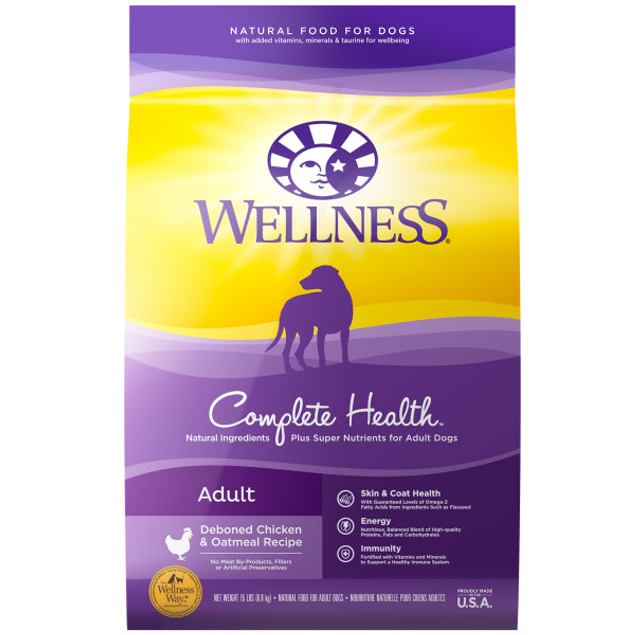 Wellness Complete Health Chicken and Oatmeal Dog Food 15 Lb. Bag