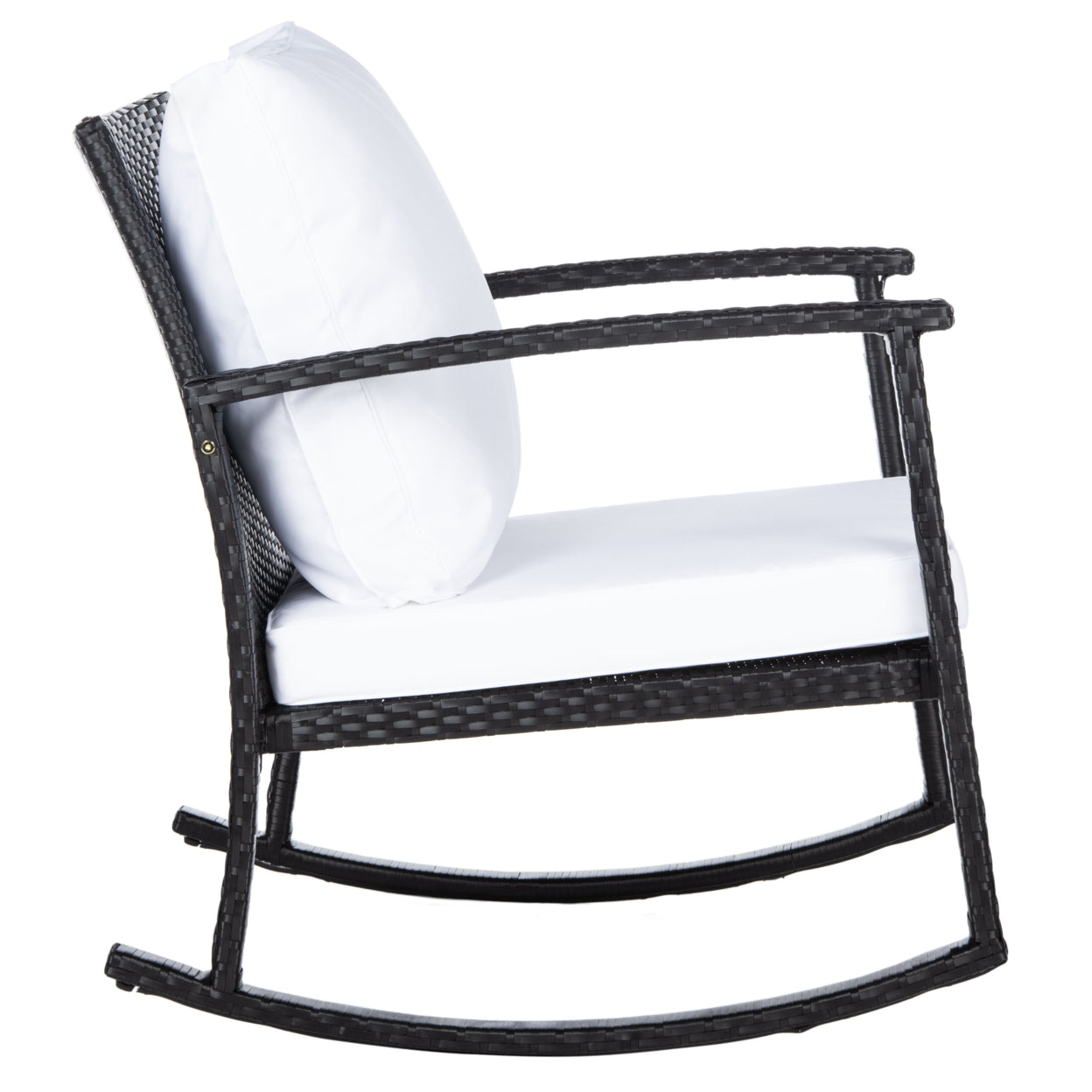 SAFAVIEH Outdoor Collection Daire Rocking Chair Black/White Cushion