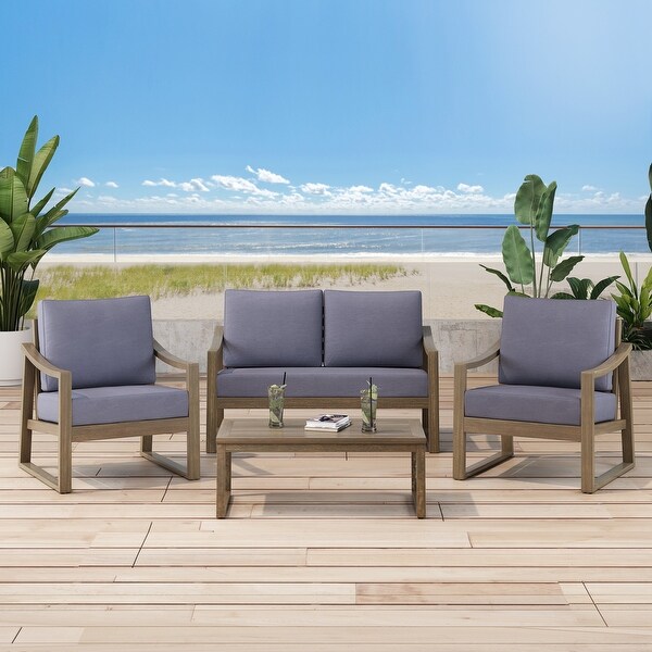 Samwell Acacia Wood Outdoor Chat Set by Christopher Knight Home