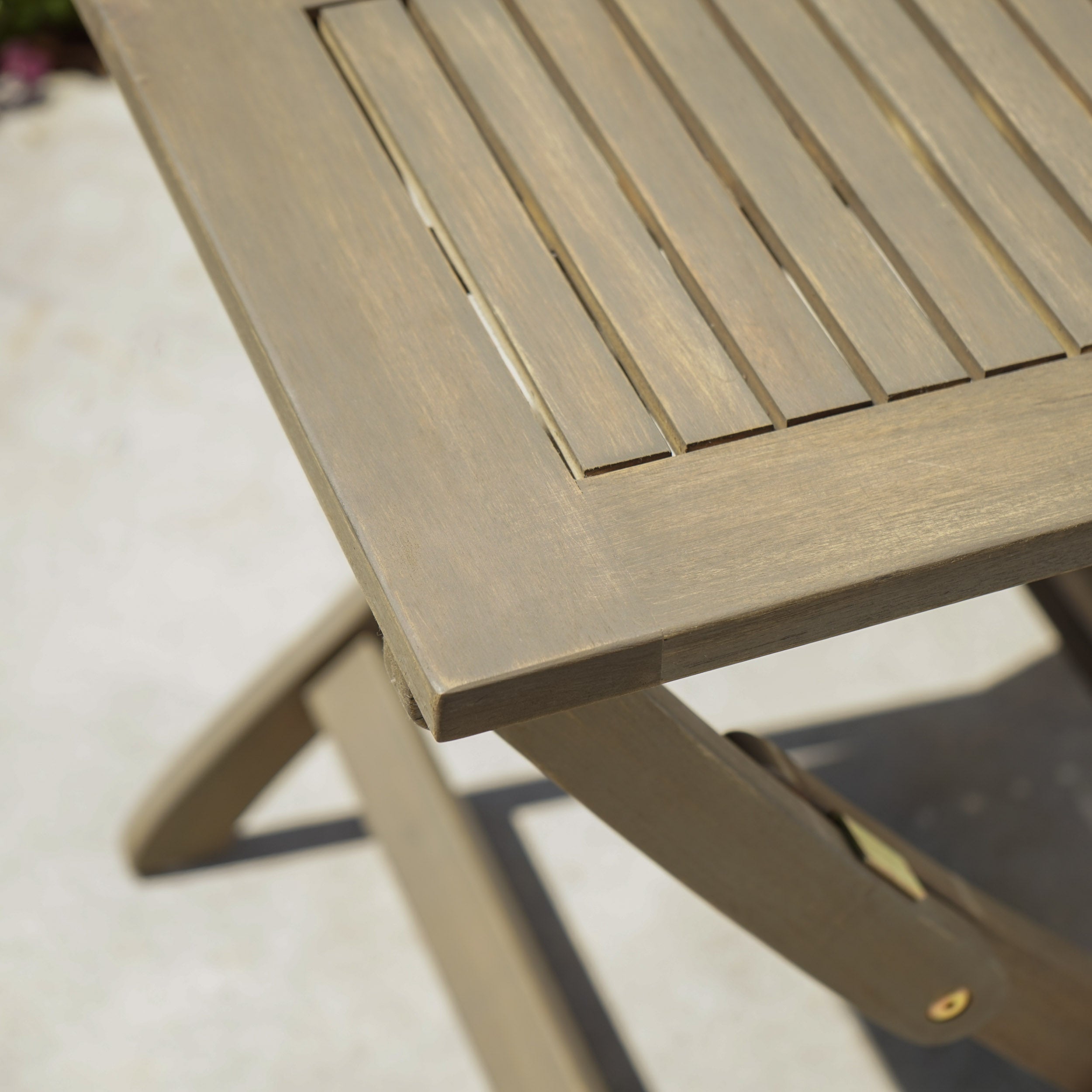 Versaille Outdoor Foldable Grey Finished Acacia Wood Bistro Table