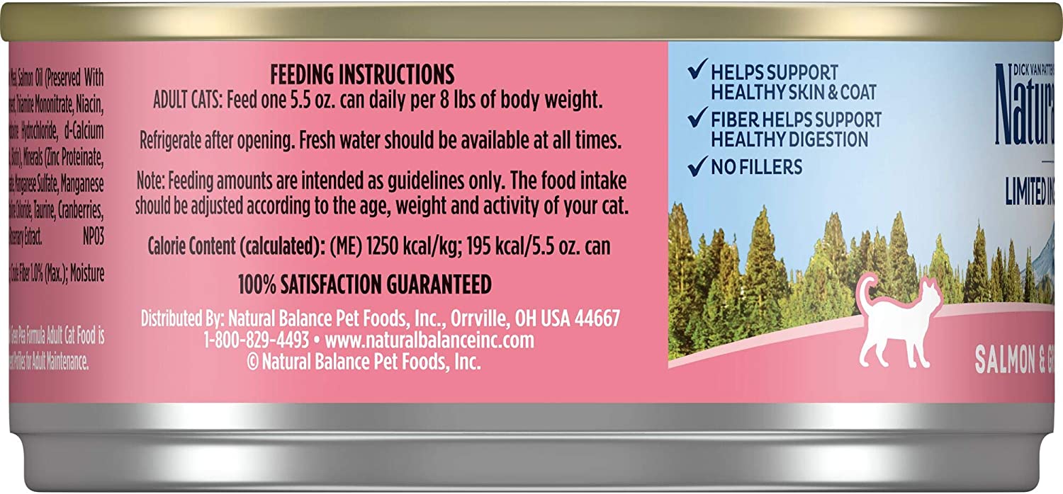 Natural Balance L.I.D. Limited Ingredient Diets Salmon and Green Pea Formula Grain-Free Canned Cat Food 5.5-oz case of 24