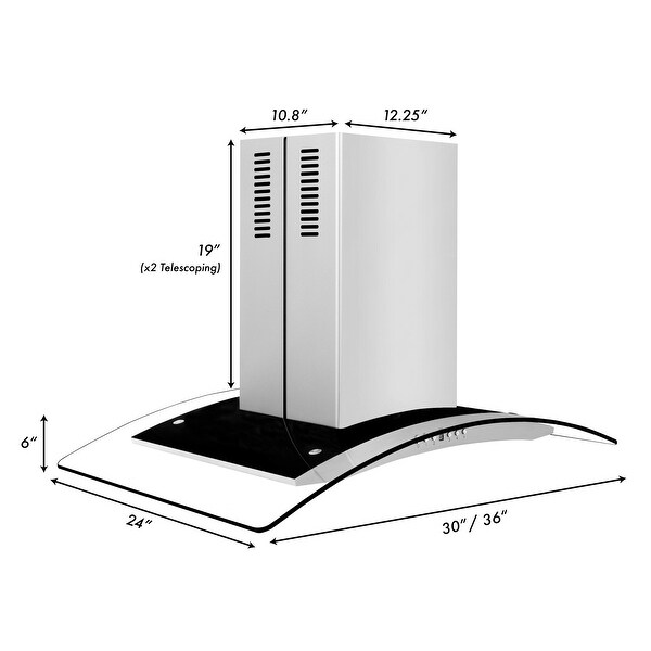 ZLINE Convertible Vent Island Mount Range Hood in Stainless Steel and Glass