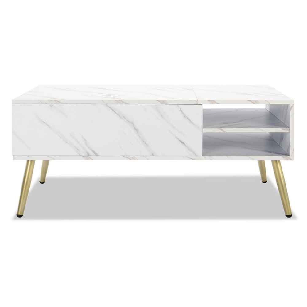 Modern Style Coffee Table with Shelf, Lift Top And Metal legs