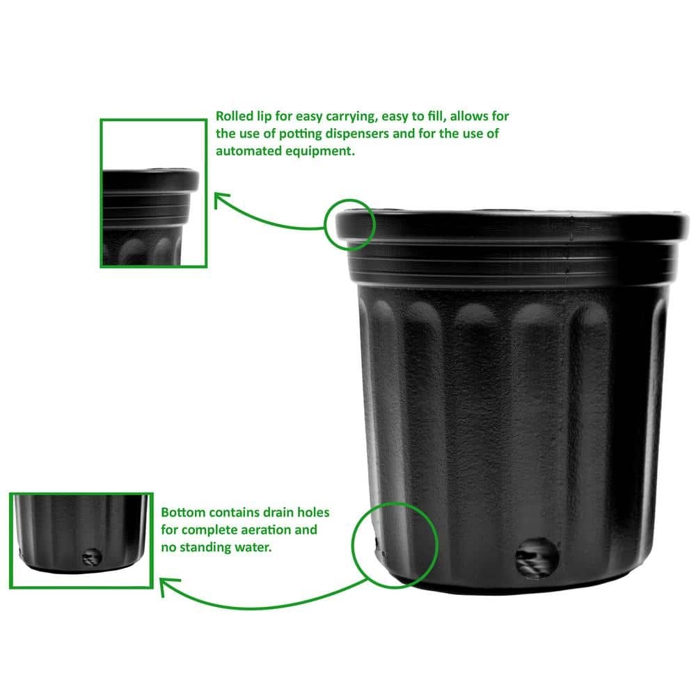 Viagrow 12 Gal. Plastic Nursery Pots (100-Pack) VHPP50-100