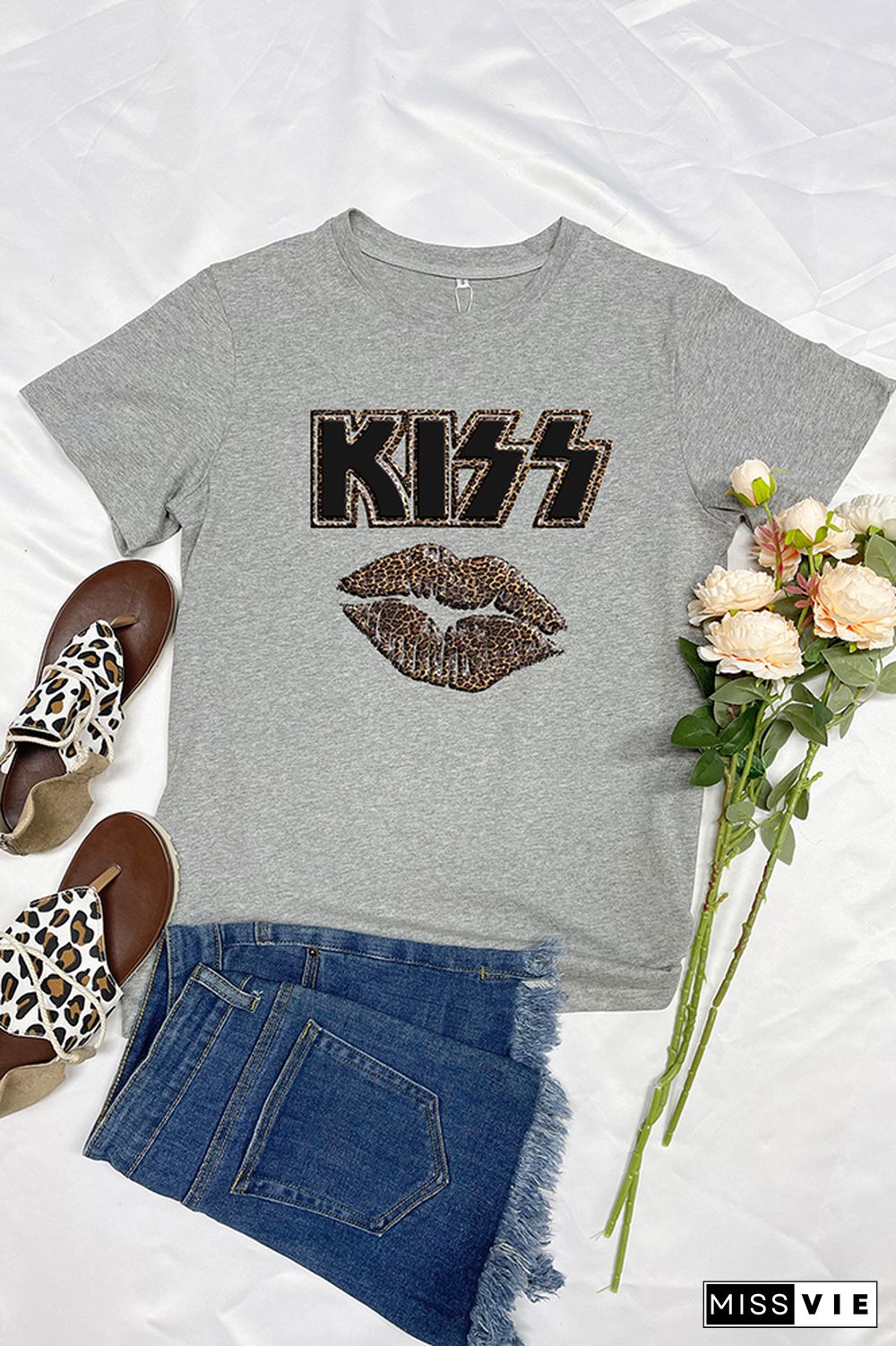 Rock Bands Kiss Lip Short Sleeve Graphic Tee Wholesale