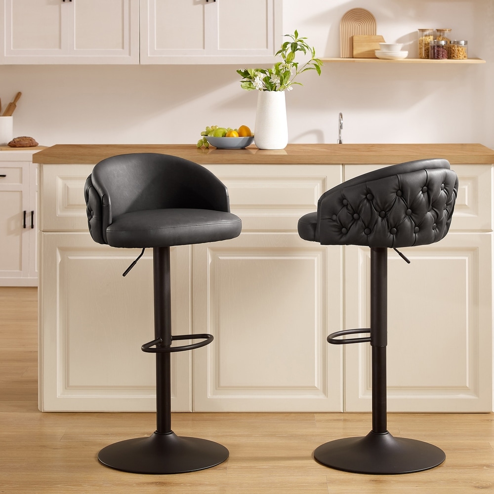 Art Leon Swivel and Adjustable Upholstered Bar Stools (Set of 2)