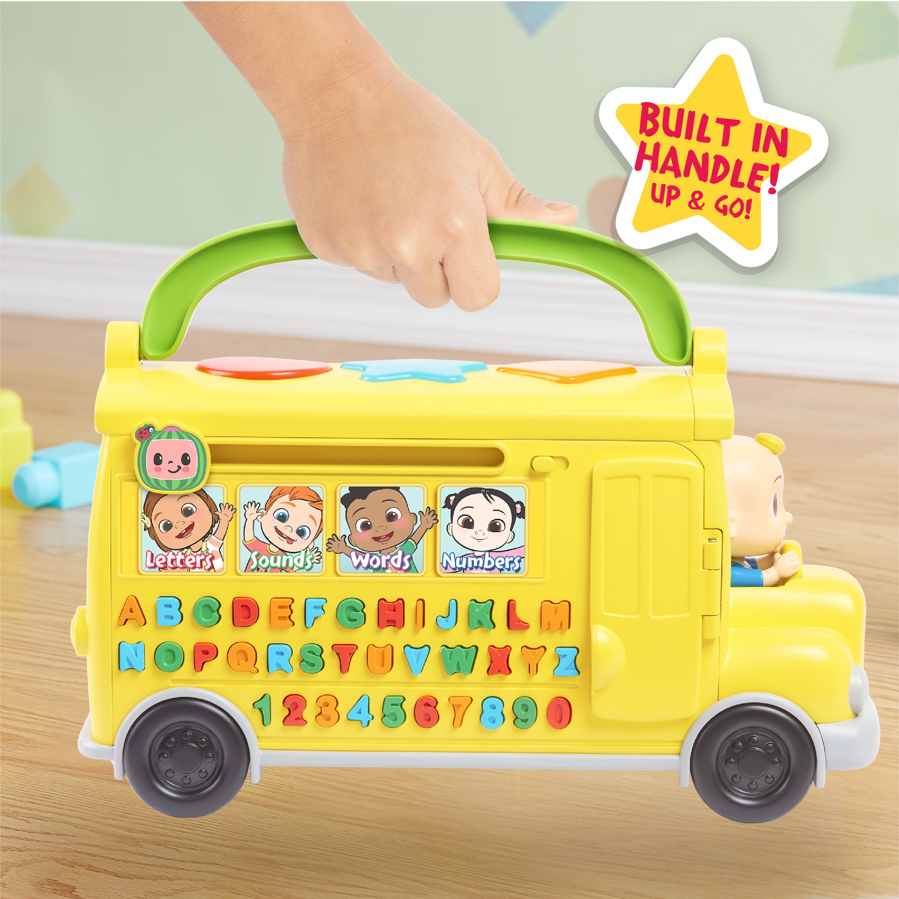 CoComelon Musical Learning Bus， Number and Letter Recognition， Phonetics， Yellow School Bus Toy Plays ABCs and Wheels on the Bus， Officially Licensed Kids Toys for Ages 18 Month， Gifts and Presents