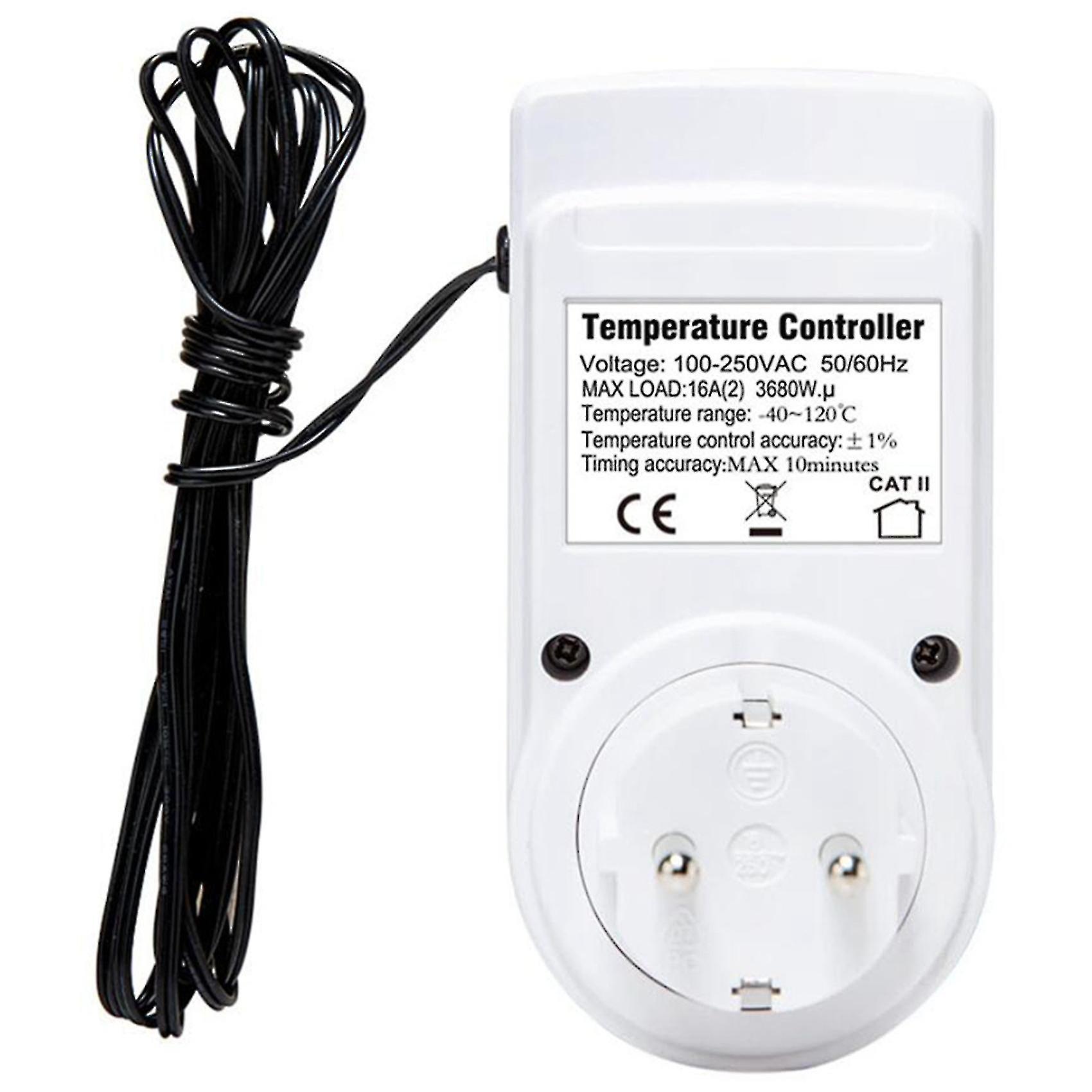 2x Temperature Controller Socket With Timer Switch 16a Mode Eu Plug