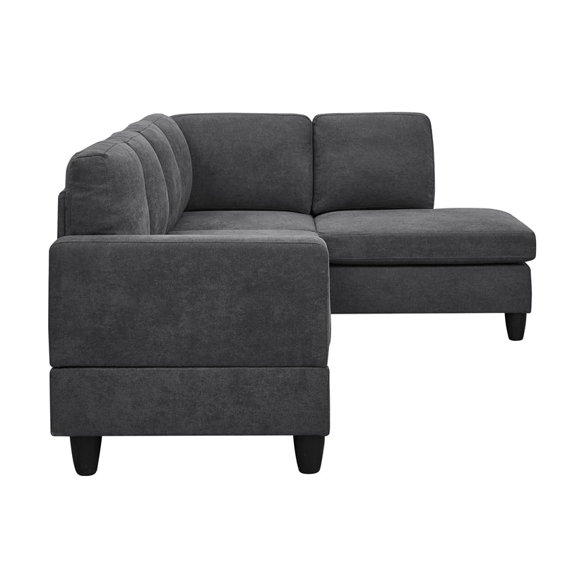 Partner Furniture Polyester Fabric 95.25 Wide Sofa & Chaise in Dark Gray