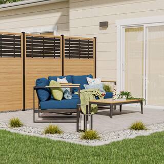 Barrette Outdoor Living 6 ft. x 4 ft. Cypress Vinyl Fence with Boardwalk Black Decorative Screen 73032566