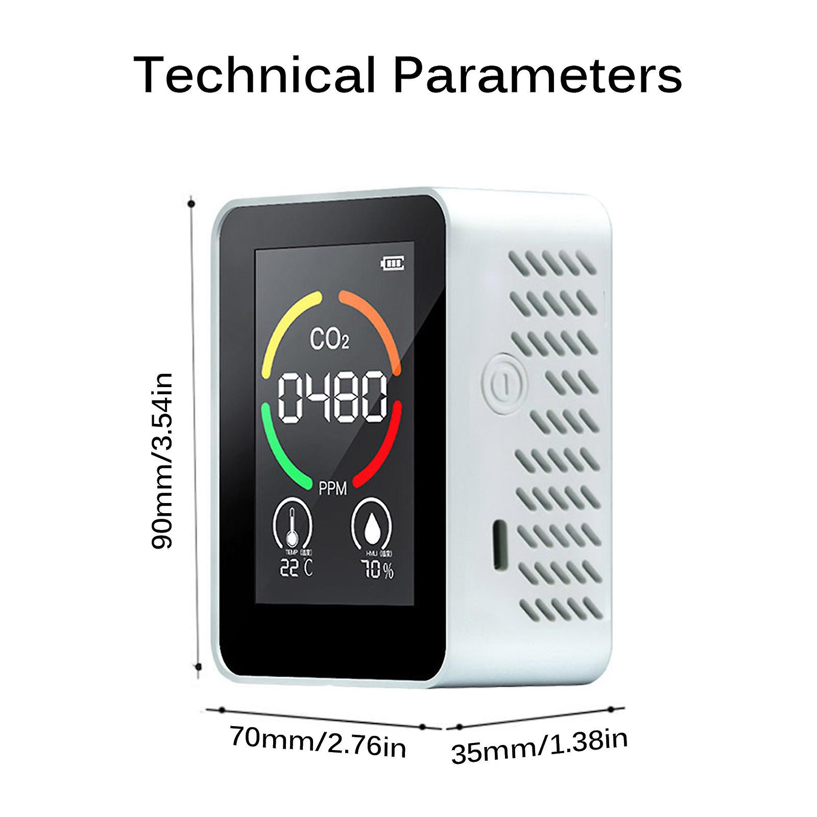 Air Quality Monitor Indoor Co2 Meter Carbon Dioxide Detector Temperature Humidity Meter With Led Digital Display and Lcd Screen Rechargeable Battery No.