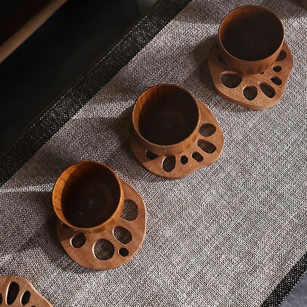 Lotus Root Slice Creative Heat Resistant Tea Cup Mats Wooden Coasters Anti-scald Mat Kitchen Placemat Dining Decor Coffee Mug Pad(1)