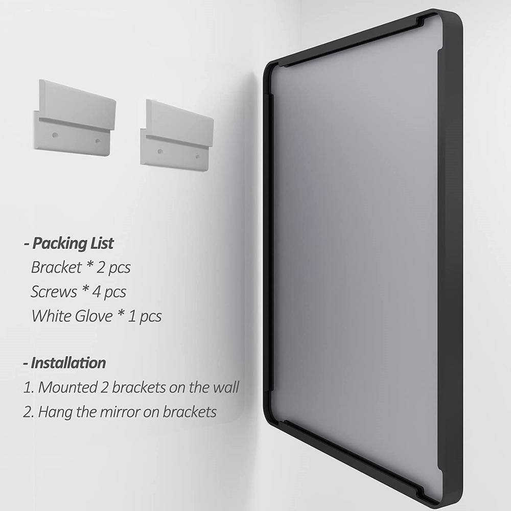 Apmir 40 in. W x 32 in. H Large Rectangular Tempered Glass Framed Wall Bathroom Vanity Mirror in Matte Black B10080