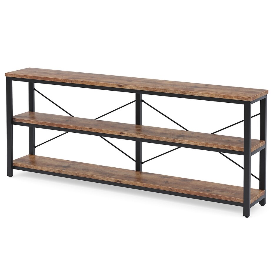 Extra Long Console Sofa Table with Metal Frame for Entrance  3 Tiers TV Stand