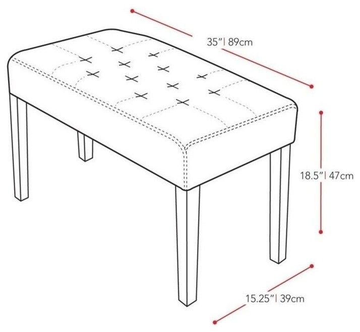 Atlin Designs Tufted Faux Leather Bench in White   Transitional   Upholstered Benches   by Homesquare  Houzz