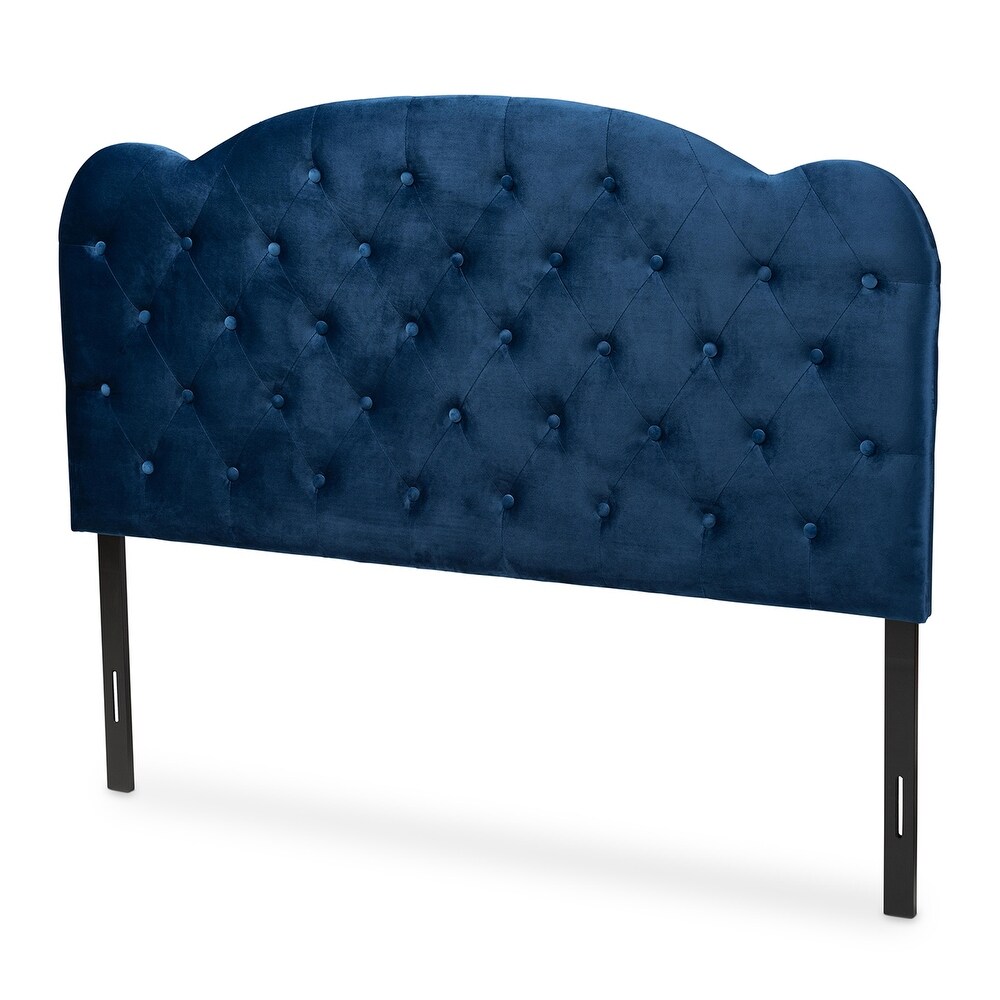 Clovis Modern and Contemporary Velvet Upholstered Headboard Navy Blue