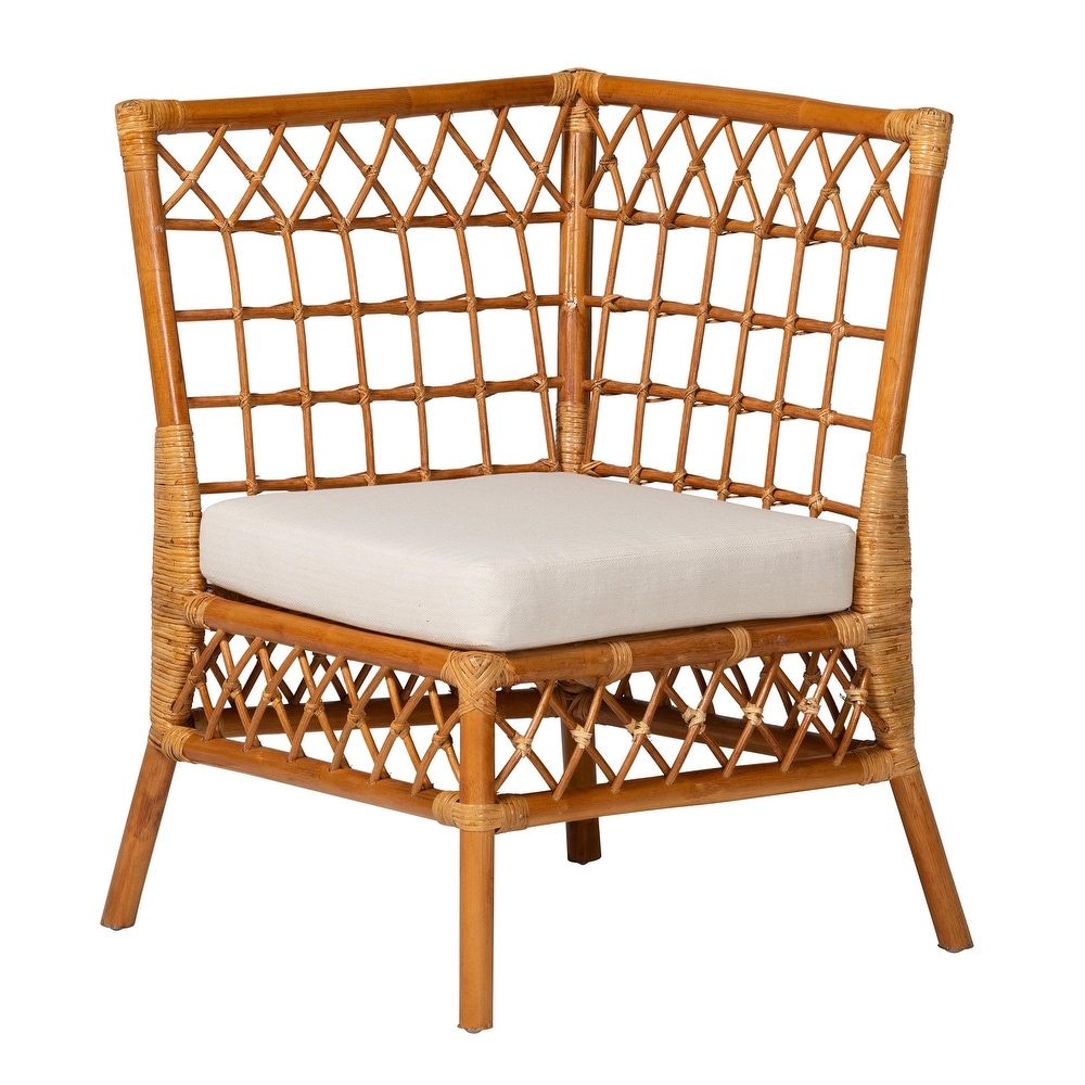 Abella Modern Bohemian Honey Rattan 4 Piece Dining Nook Set