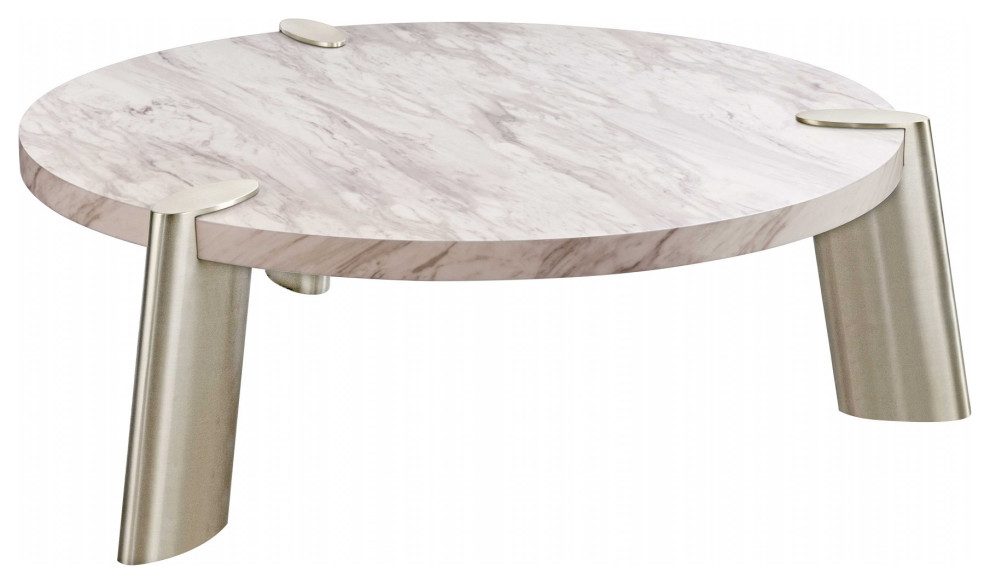 HomeRoots 48 quotX 48 quotX 17 quotWhite Marble Coffee Table   Contemporary   Coffee Tables   by VirVentures  Houzz