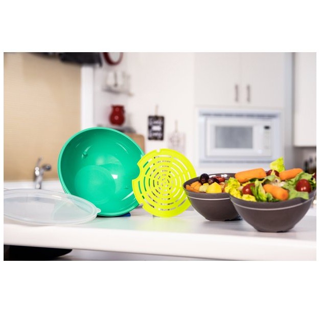 Jokari Fruit And Vegetable Salad Storage Bowl With Slotted Strainer Base Comes With Sealed Lid