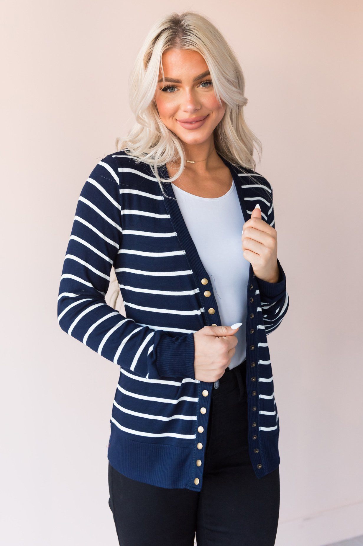 Striped Sweetheart Modest Cardigan