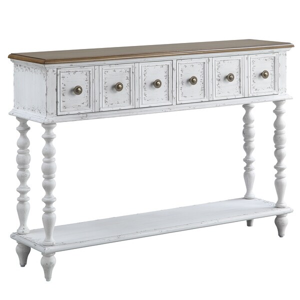 Console Table in Dark Charcoal and Antique White Finish