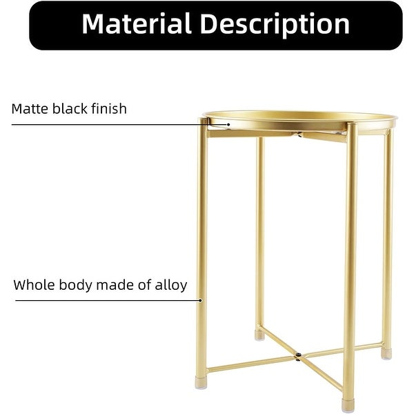 Round， Small， Removable top， Anti-Rust and Waterproof， 16 x 16 x 20.5 inch Metal Tray End Table