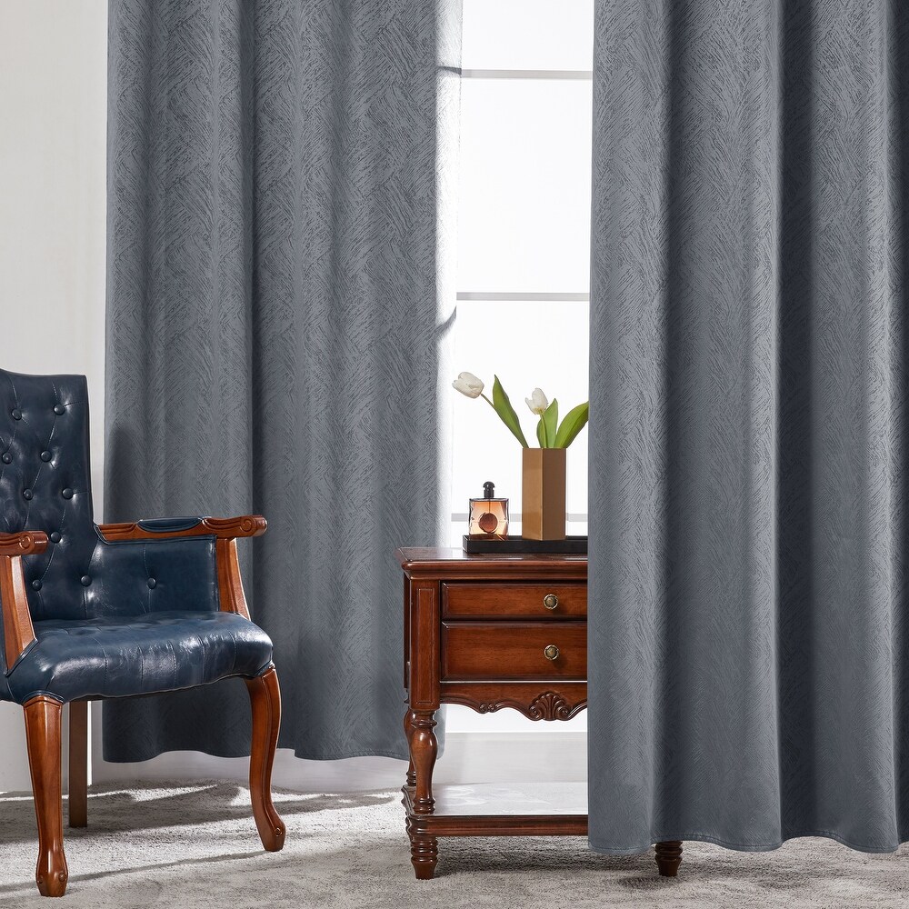 Deconovo Full Blackout Textured Linen Curtains(2 Panel)