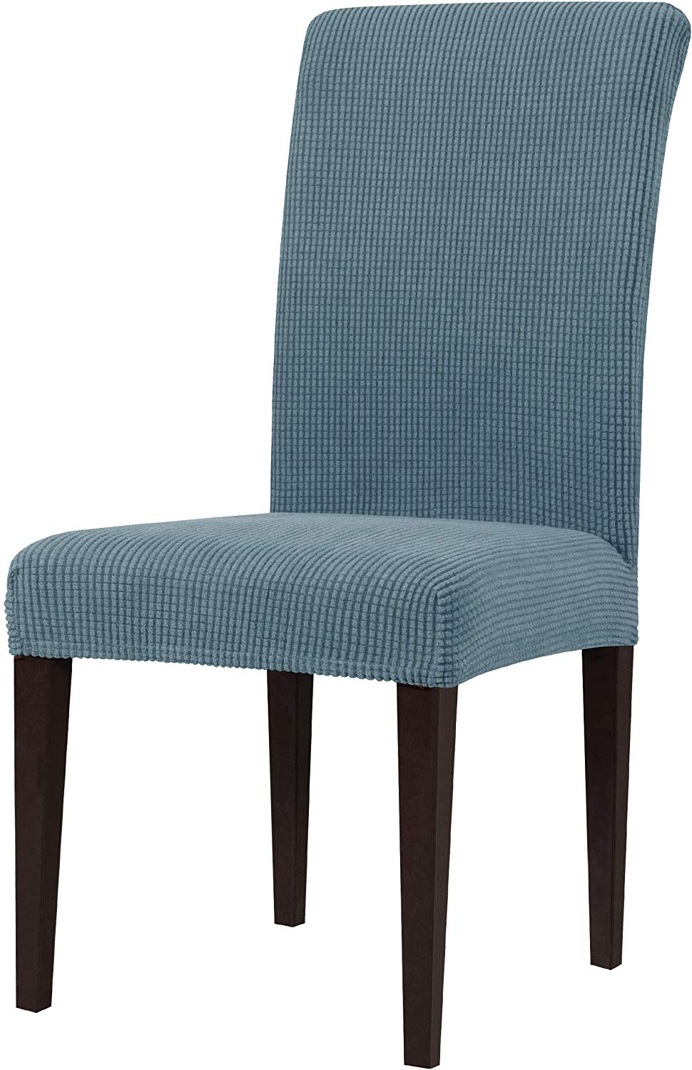 Subrtex Stretch Textured Plaid Dining Chair Slipcover (Set of 4, Steel Blue)