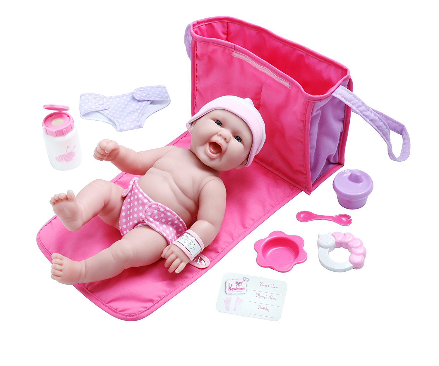 JC Toys 13" All-Vinyl La Newborn Realistic Baby Doll, Diaper Changing Bag Gift Set - Perfect for Children 2+