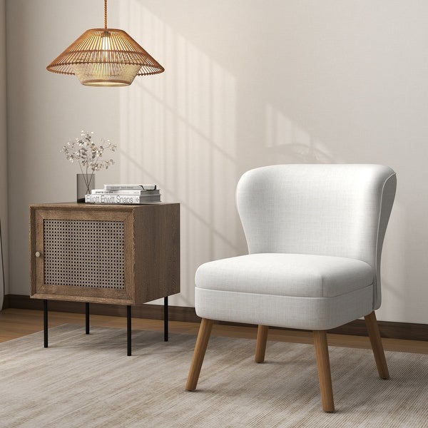 Linen Fabric Armless Accent Chair