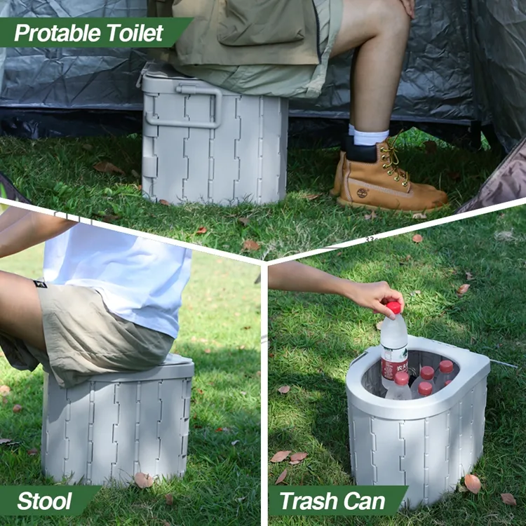 Camping Toilet Folding Camping Toilets Portable Washable Plastic Commode Stool For Camping Hiking Travel And Traffic Jams