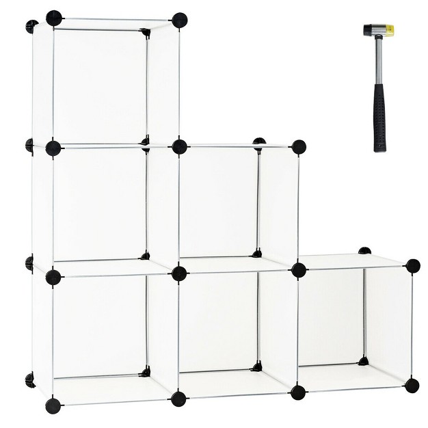 Costway 6 Cube Storage Organizer Plastic Organizer Units W Steel Frame