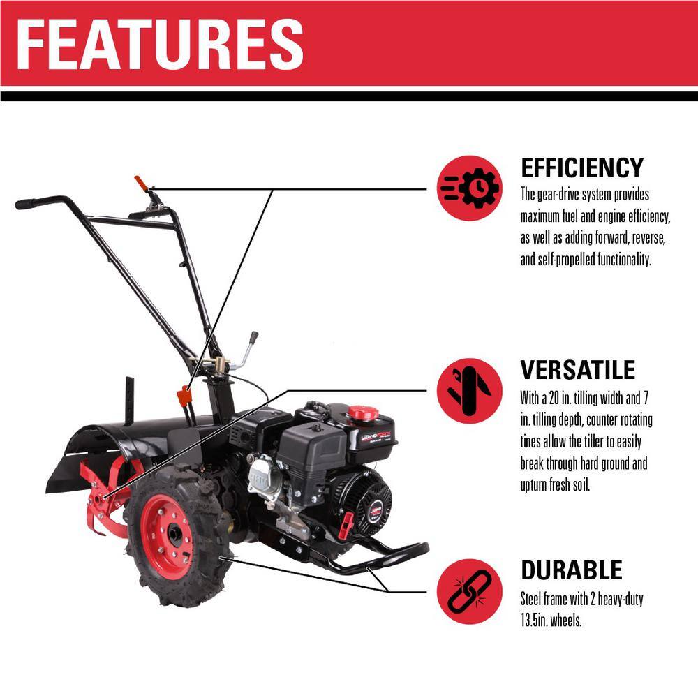 Legend Force 20 in. 212 cc Gas Rear Tine Tiller ForwardReverse LF20212RTG