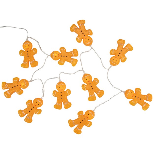 Northlight 10 count Led Orange Gingerbread Men Christmas Fairy Lights 4ft Copper Wire