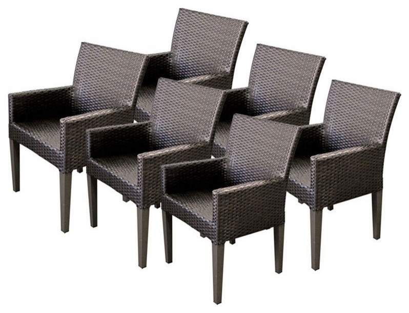 TKC Napa Wicker Patio Arm Dining Chairs in Aruba (Set of 6)   Tropical   Outdoor Dining Chairs   by Homesquare  Houzz