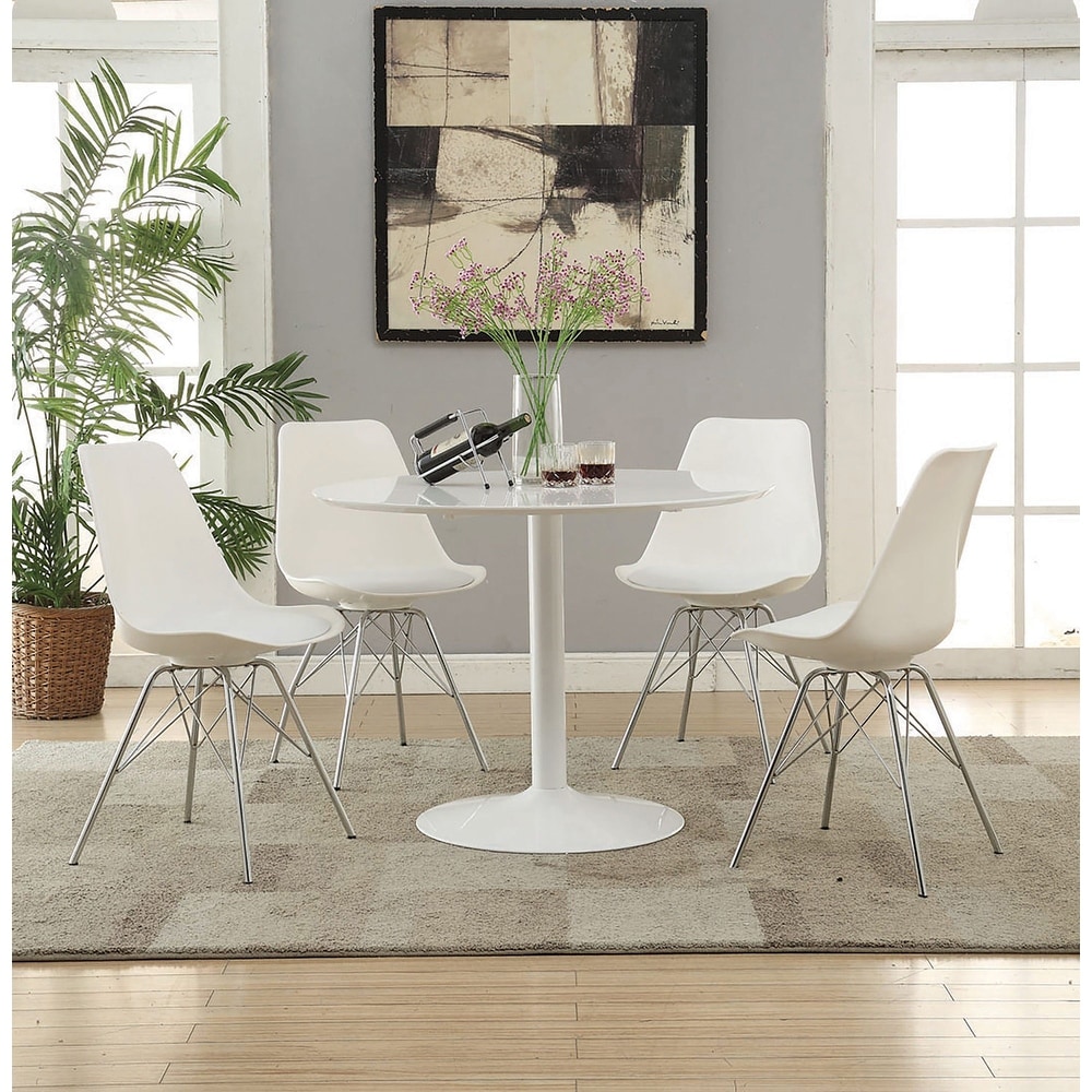 Metal Round Dining Table In White