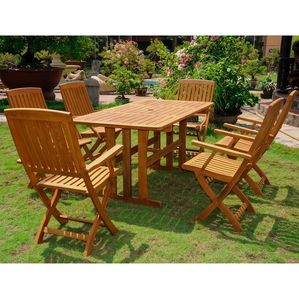 International Caravan Royal Fiji 'Sciacca' Stained Acacia Hardwood Outdoor 7piece Dining Set