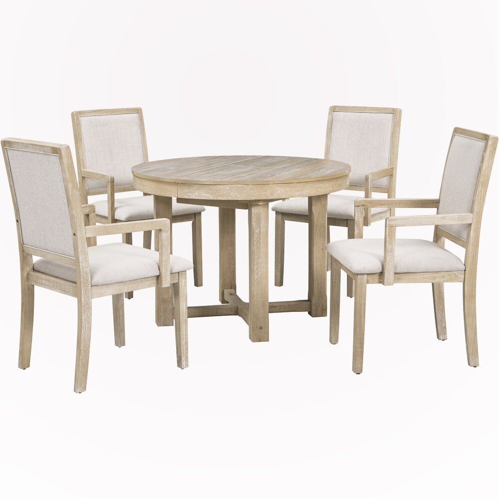 5 Piece Dining Table Set with Table and 4 Upholstered Chairs